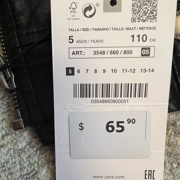 Zara faux leather girl’s jacket brand new 5T - Picture 4 of 5